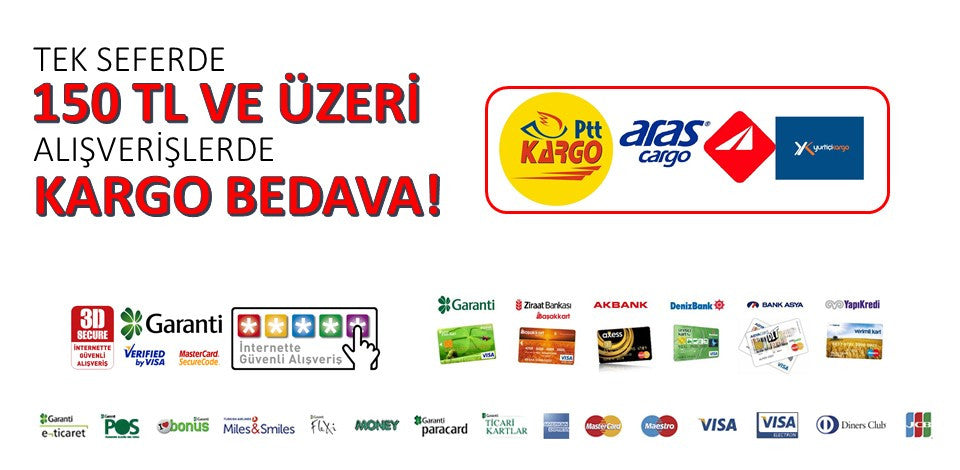 150 TL üzeri kargo bedava, altı sadece 7.99 TL